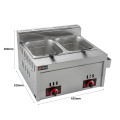 restaurant kitchen equipment stainless steel 6L+6L double tank gas deep fryer LPG gas potato chips frying machine